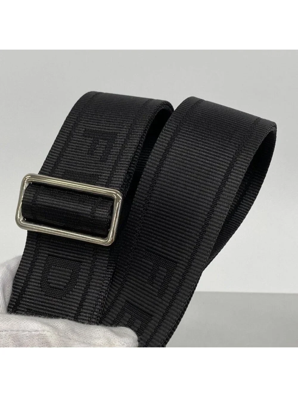 Fendi Shoulder Bag Zucca Leather Black Silver